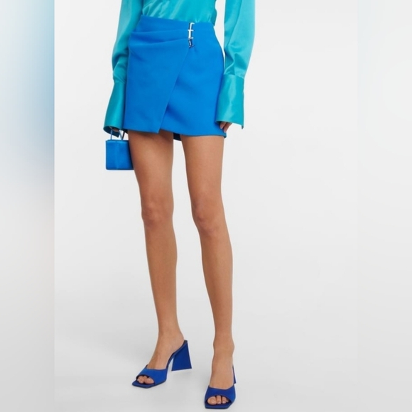 The Attico Mid-rise techno crêpe miniskirt